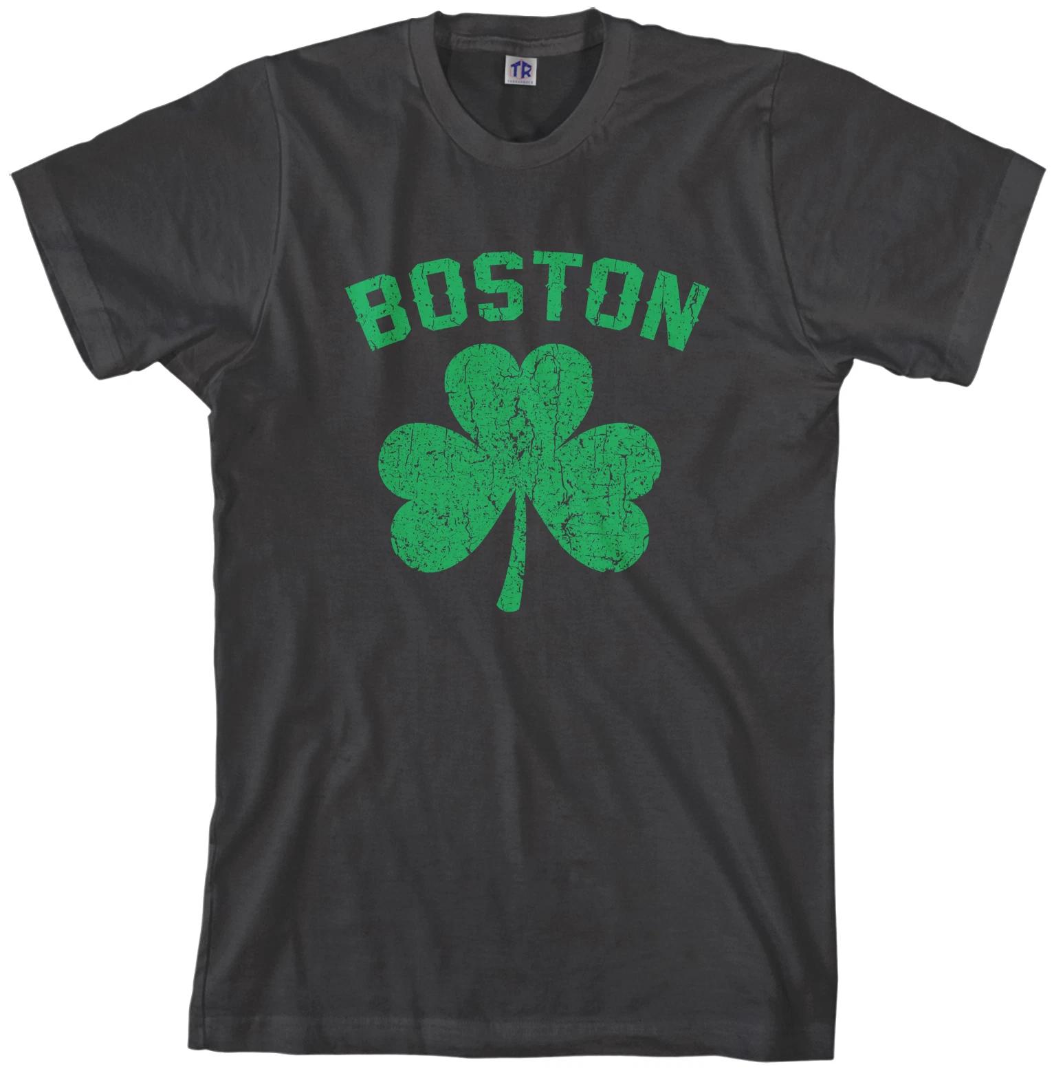 Threadrock Men s Boston Shamrock (Green) T shirt Irish Pride S