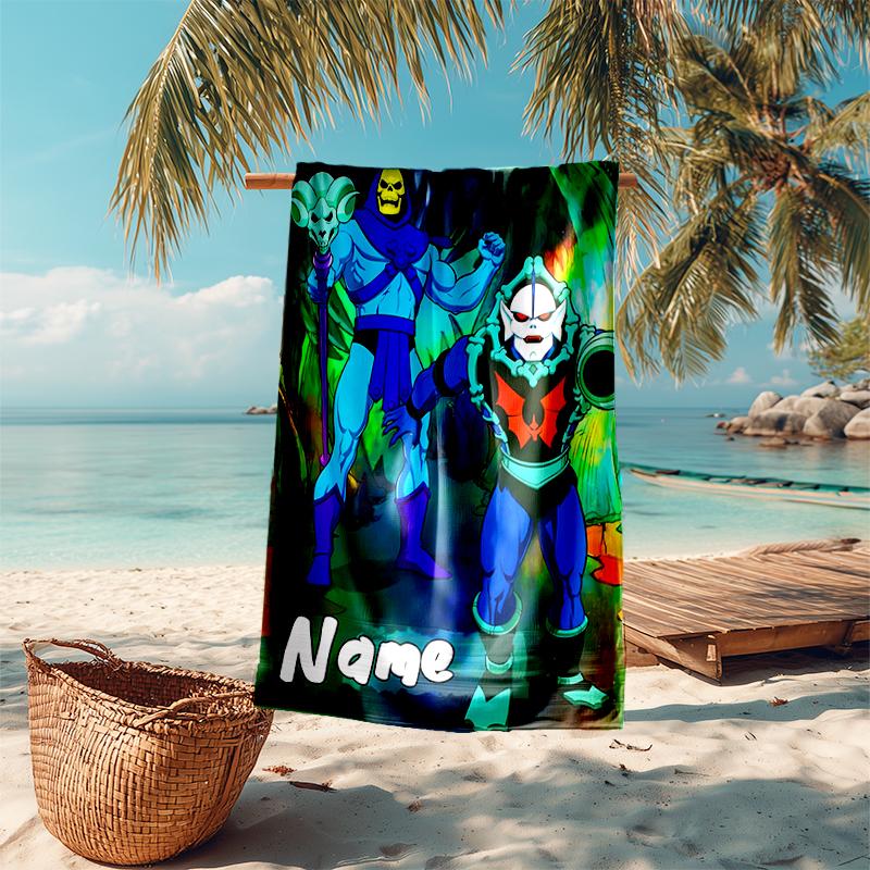 Personalized customized proof beach towel with He-Man and the Masters of the Universe pattern - soft, absorbent,quick-drying,perfect swimming,camping&