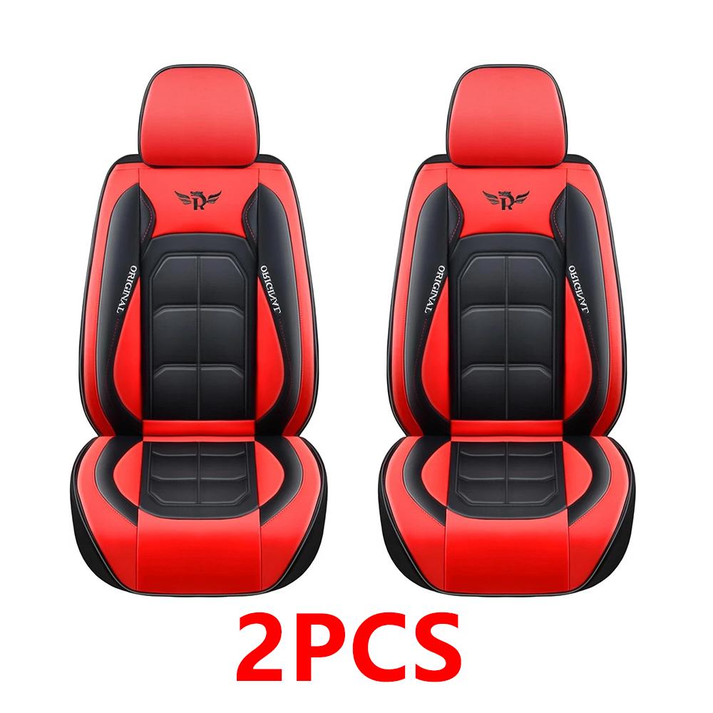 

2PCS Universal PU Leather Car Seat Covers Durable Fully Surrounded Cushion Single Seat Driver And Passenger Seat Cover Vehicle красный
