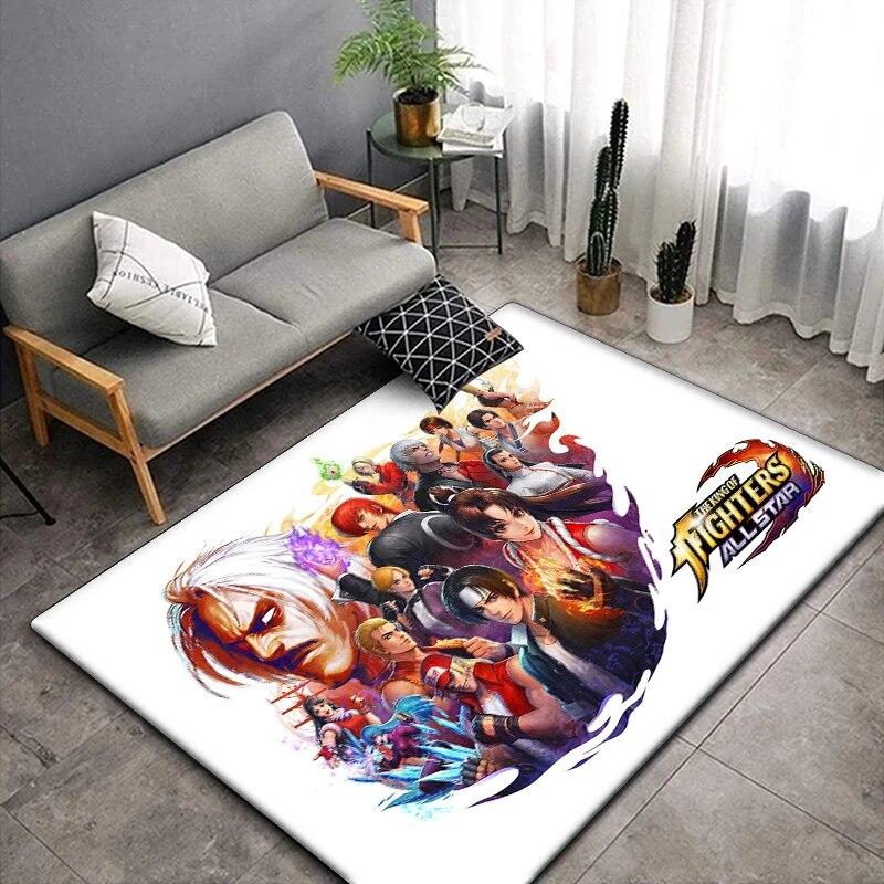 KOF Anime Krásný Malovaný Koberec do Obývacího Pokoje Velký Plošný Koberec Černý Měkký Koberec Domácí Dekorace Podložky Boho Koberce Piknik