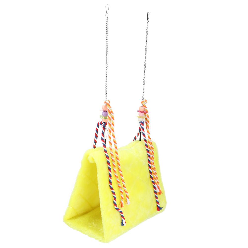 Pet Bird Plush Nest Swing Comfortable Hanging Bed Hammock Play Toy for Parrot YellowS