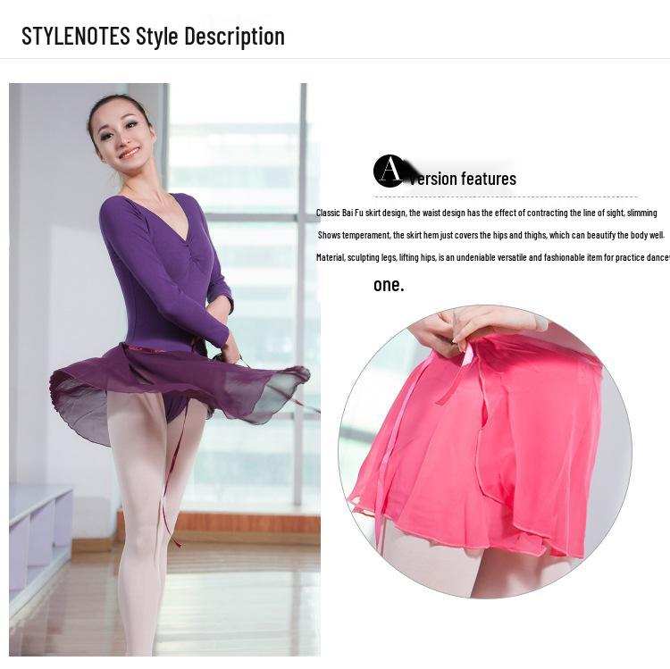 Barle Women's Semi-Transparent Chiffon Ballet Skirt for Dance Practice