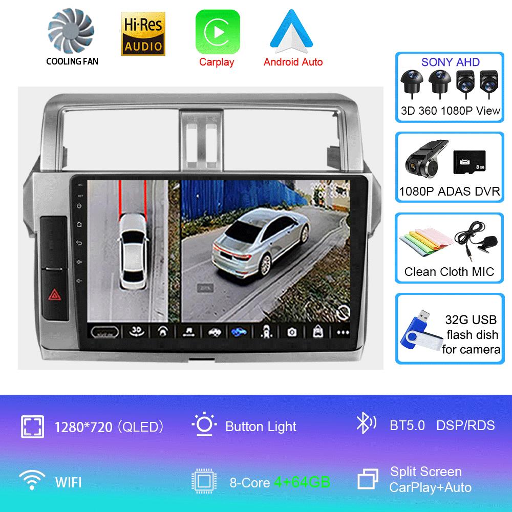 Android 14 Car multimedia Video player radio Stereo For Toyota Land Cruiser Prado 150 2013 2014 2015-2017 7862 2din GPS Carplay