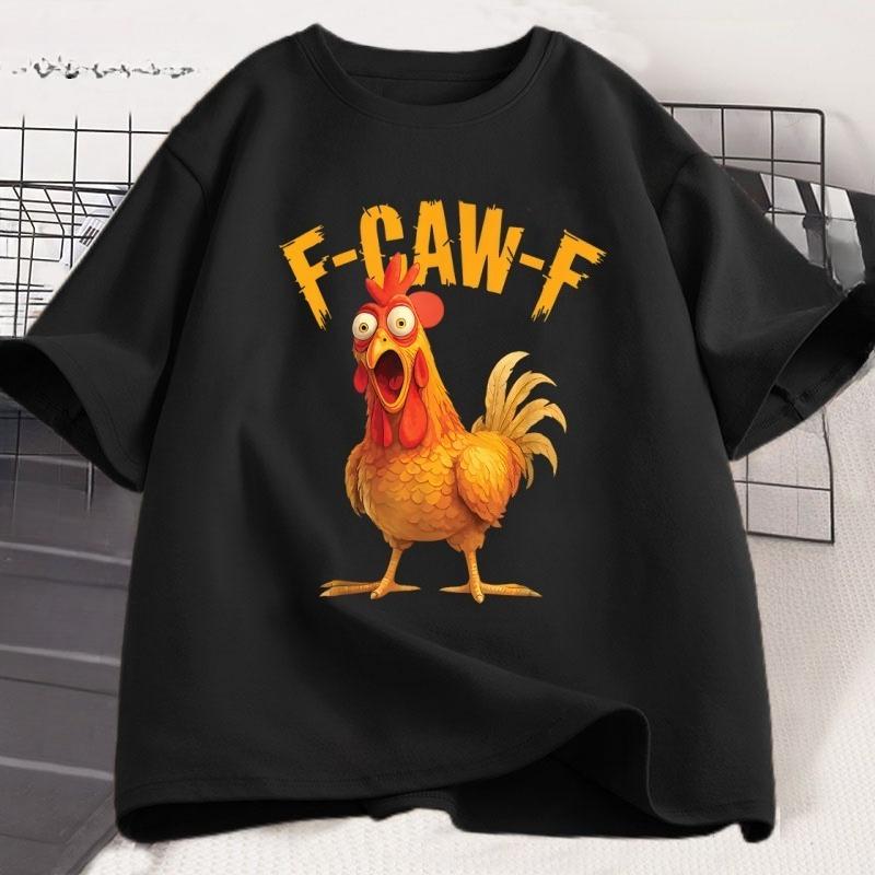 Maglietta Divertente Pollo Urlante F CAW F Tshirt Casual Cotone Manica Corta FCAWF Maglietta Pollo Unisex Donna Abbigliamento Largo Regali