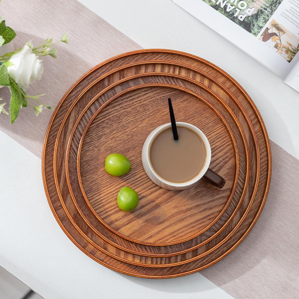 Round Wooden Serving Tray – Multipurpose Plate for Steak, Sushi, Dessert, Salad, Kitchen and Restaurant Tableware