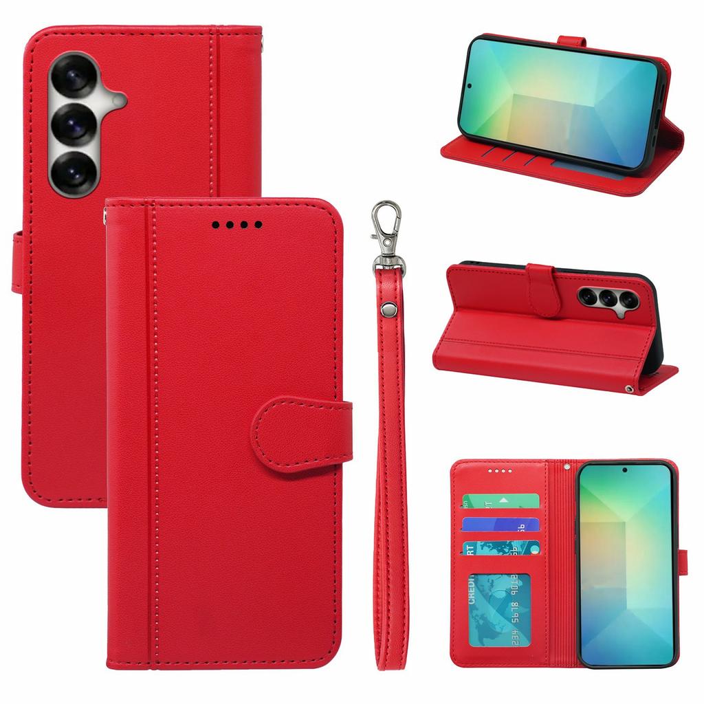 For Samsung Galaxy S26+ Wallet Case Magnetic Snap Leather Phone Cover with Strap