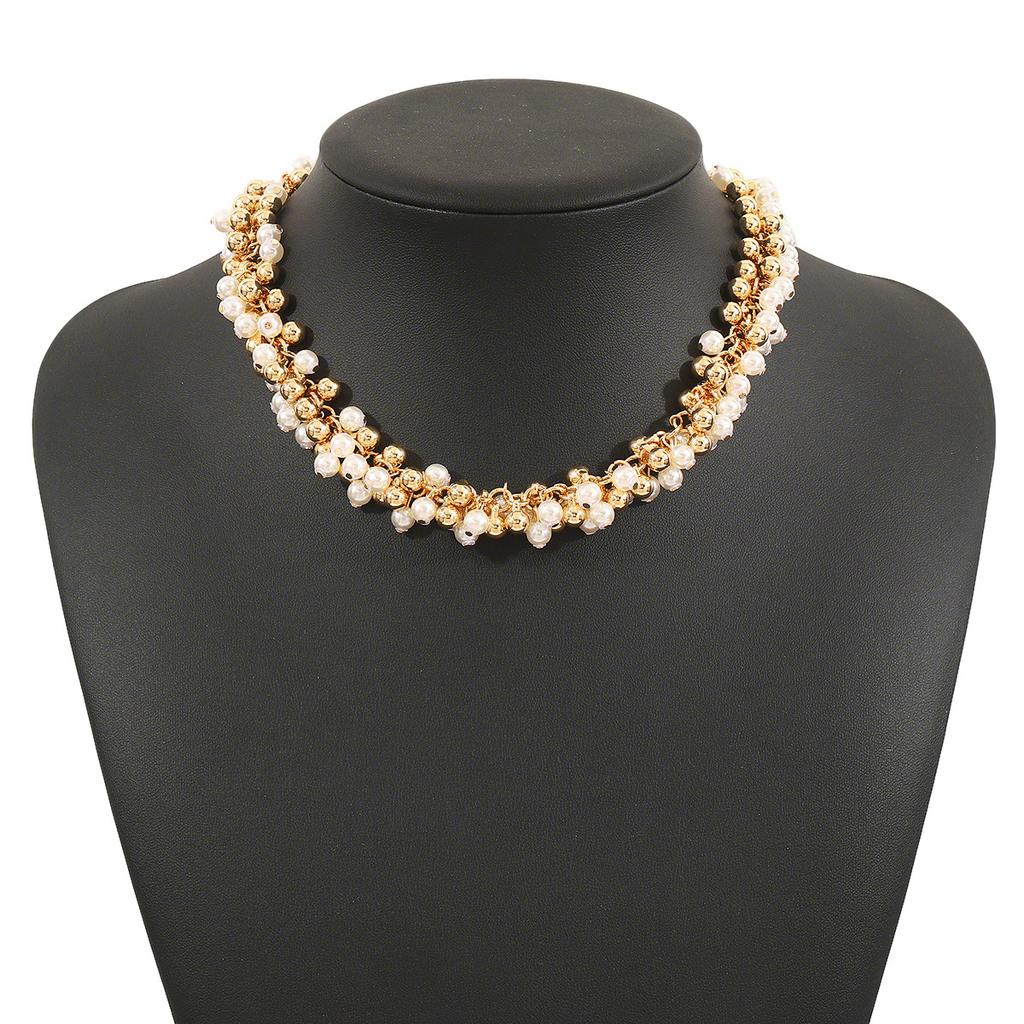 Elegant Pearl Beaded Necklace, French High-end Alloy Temperament Cold Wind Neck Chain