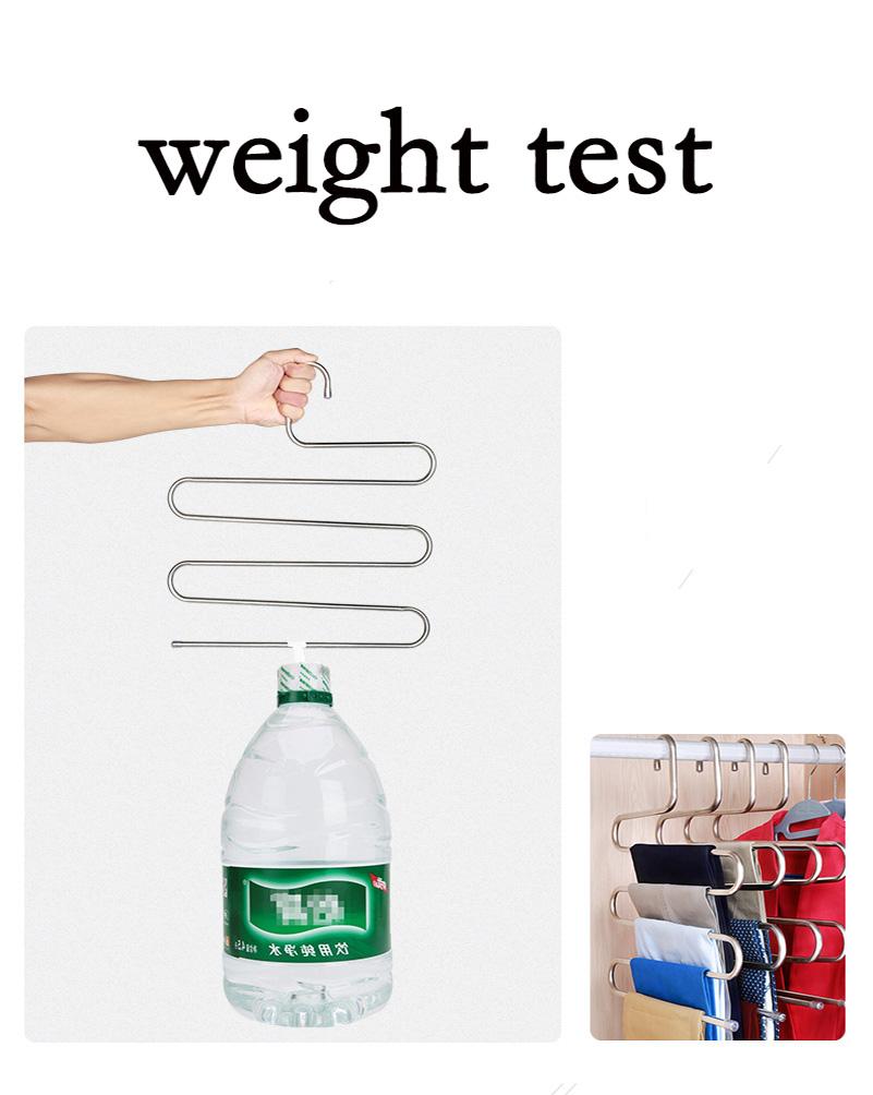 Stainless Steel S-shaped Hanger, Multifunctional Drying Pants Hanger for Household Use, Five Layer Non Slip Storage Pants Rack