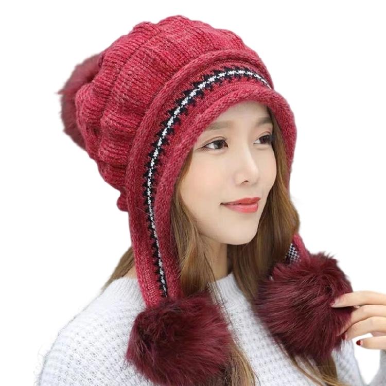 Soft Textured Ear Warmer Hat Triple Pompoms Accents For Women Stylish Winter Outfits Daily Activities
