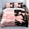 Pink Bows, Stripes, Dots. Bedding Sets Duvet Cover Sets Duvet Covers Pillowcases(1 * Duvet Cover 2 * Pillowcases, Without Duvet Insert)