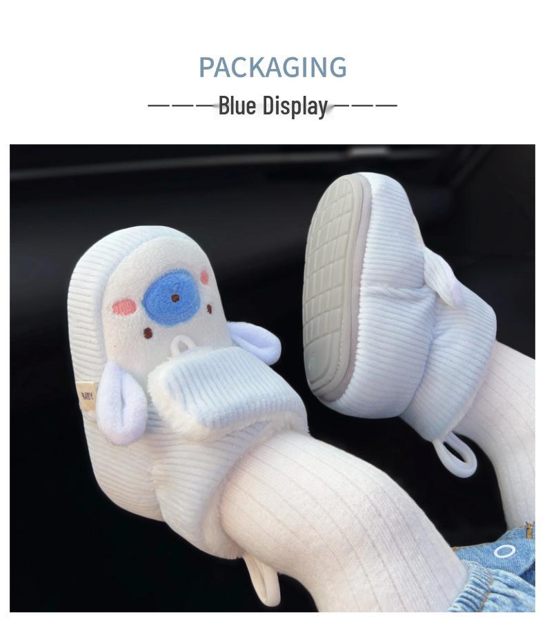 Winter Velvet Thickened Newborn Cotton Boots with Drawstring - Non-Slip, Cute Baby Shoes for 6-12 Months