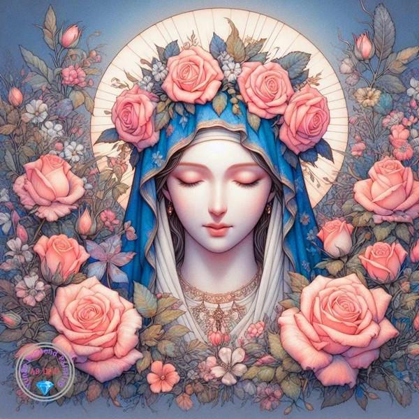 

Алмазна вишивка 5d Діва Марія Мозаїка Домашній декор Ікона Троянда Алмазна живопис Новий Портрет Релігійні Стрази Round 50x50cm