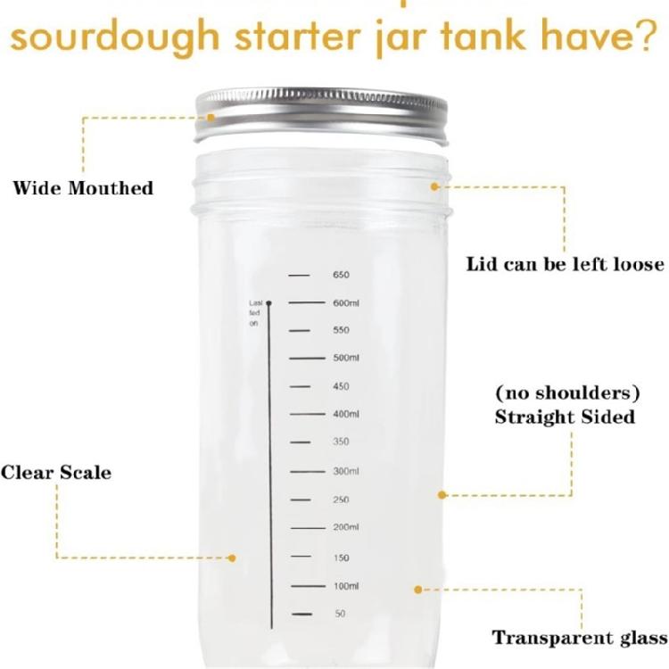 Sourdough Starter Container Glass Jar Set Baking Accessory Sourdough Starter Jar