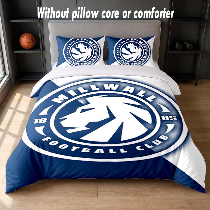 Millwall Football Design Bed Bedding Set 1 Duvet Cover + 2 Pillowcases Soft Breathable Household Bed Linens