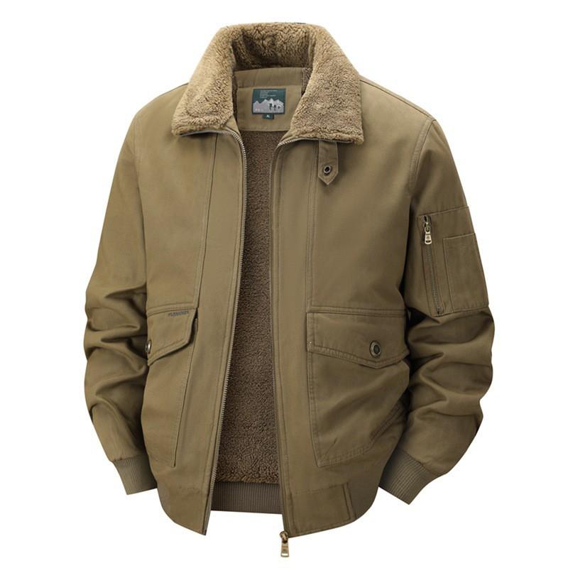 Mens Winter Warm Cotton Workwear Jacket Business Casual Outerwear Plus Size Thick Lined Collar Coat
