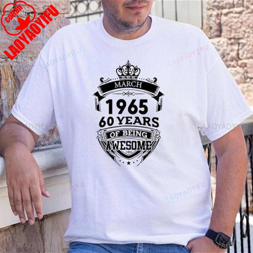 Vintage 1965 60 Years of Being Awesome Birthday TShirt 60th Nostalgia Birthday Print Shirt Unisex Trending Unique Tee