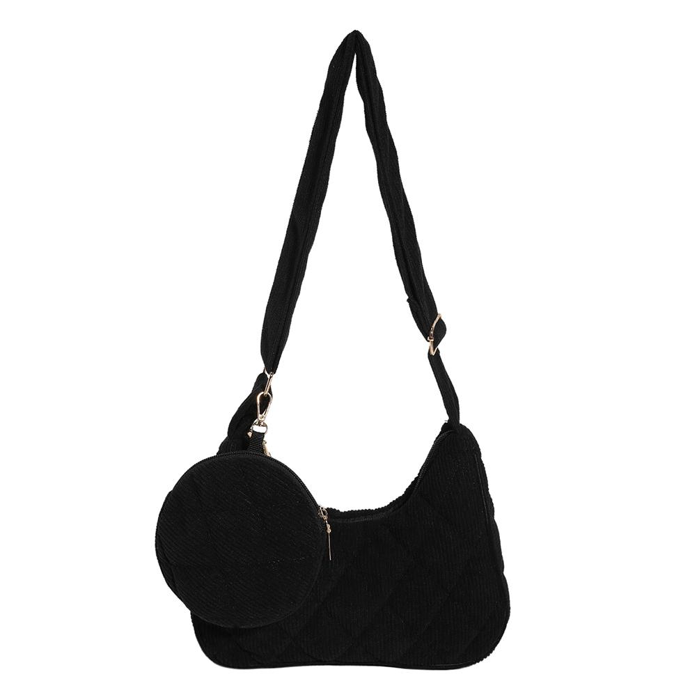 Women Corduroy Handbag with Coin Purse Vintage Shoulder Bag Female Fashion Tote Bag Casual Solid Color Armpit Bag Hobo Bag 2024