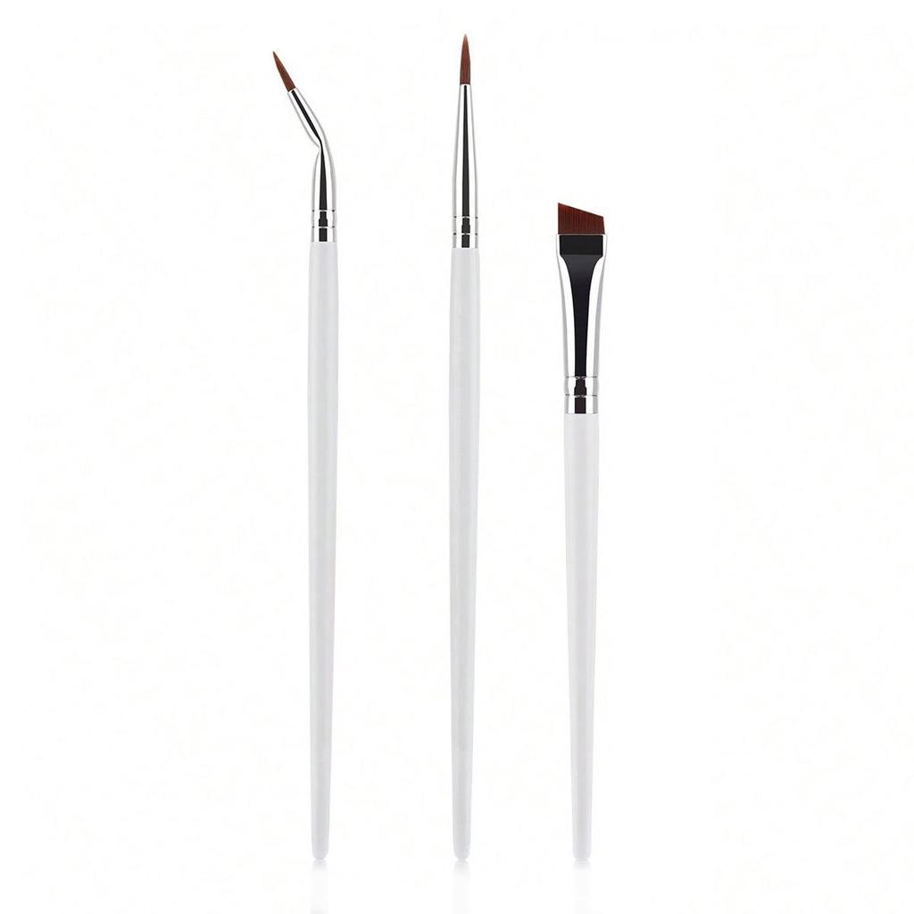 Ultra-Fine Angled Eyeliner & Brow Brush Set - Professional Slanted Makeup Tools