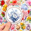 50 Retro Flowers Doodle Decals Plant Flowers Hand Account Cartoon Creative Hand Account Decals Premium Durable
