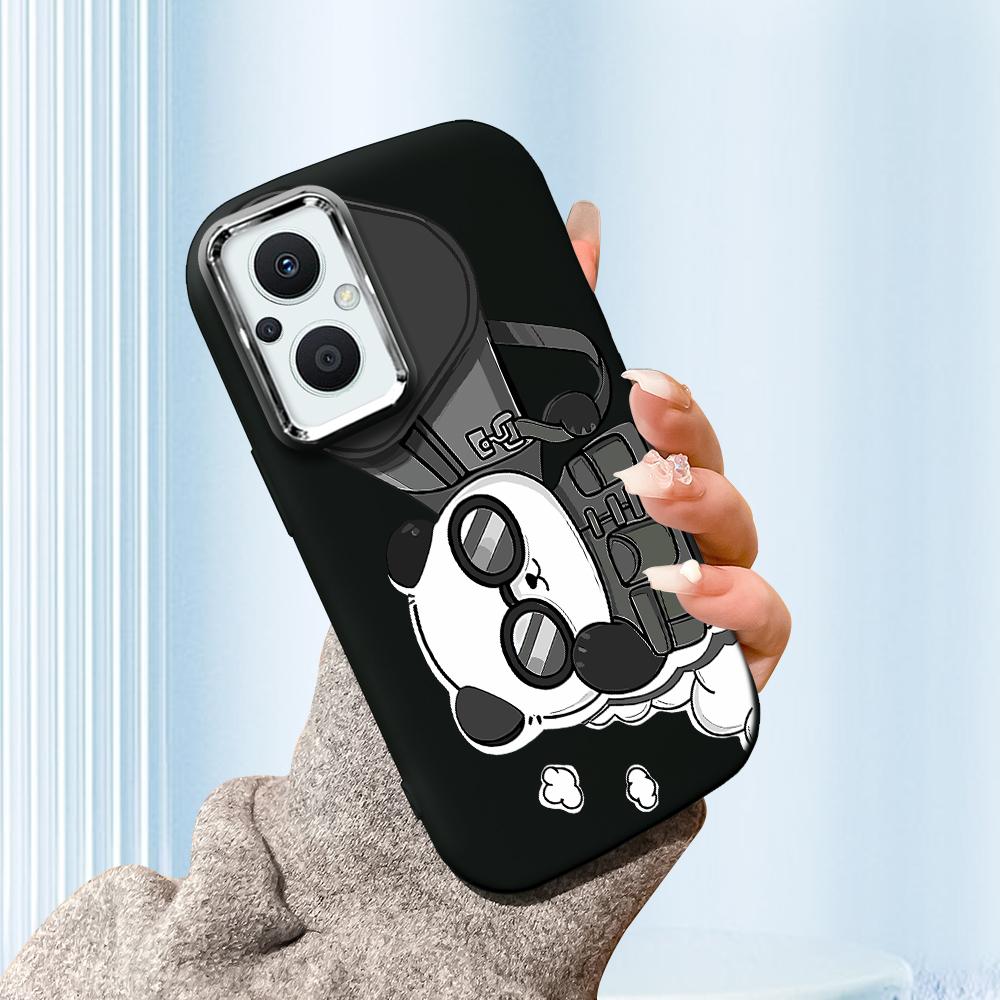 For Vivo V23 V25 V27 V29 V30 Y27S Y28 Y33S Y36 Infinix Hot30I Hot40 Tecno Spark20 Cartoon Black Cat Silver Edge Soft Liquid Silicone Protective Casing