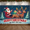 Holiday Banner Santa Claus Theme Santa Sleigh Backdrop Reindeer Backdrop Gift Box Decoration Christmas Tree Background