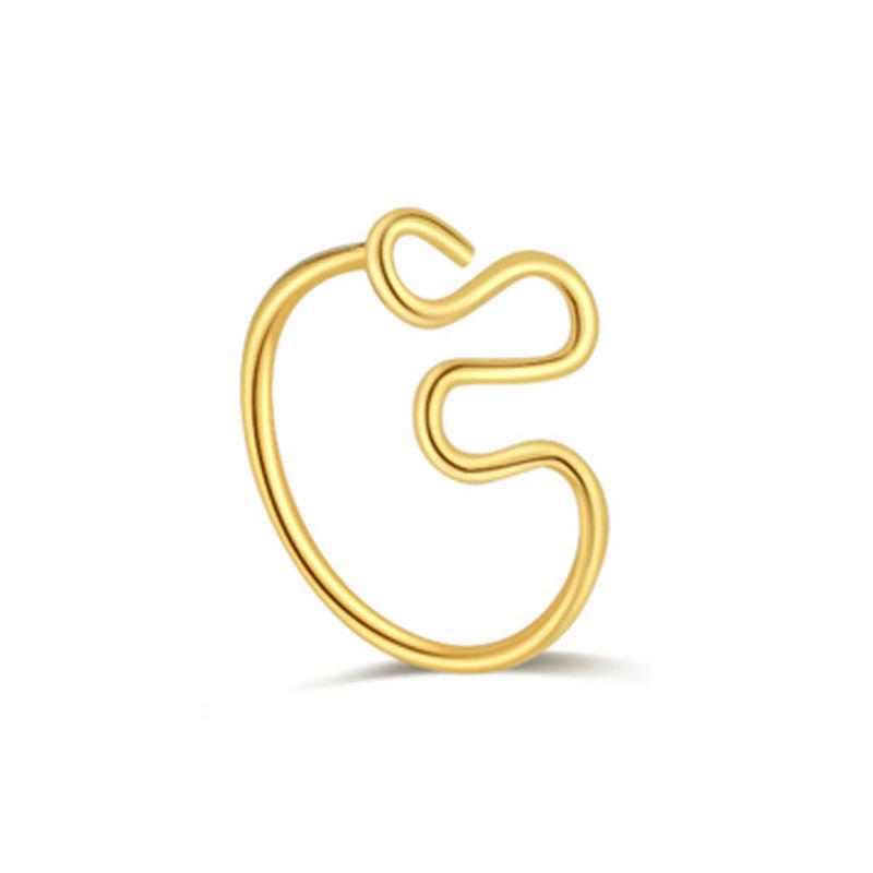 Winding Special-Shaped Nose Ring Music Note Love Shape Design Gold Special-Shaped Niche Nose Ring Ear Cartilage Clip