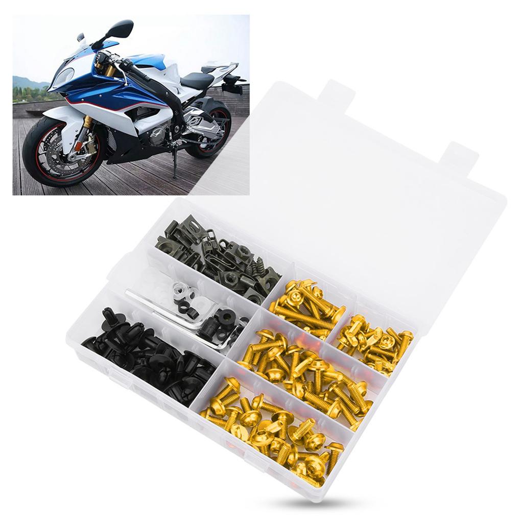 198PcsSet Windscreen Fairing Screws M5 M6 Bolts Kit Motorcycle AccessoryGolden