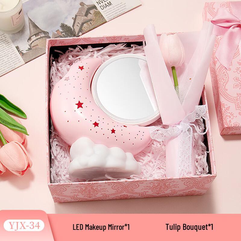 Women s Day Tulip Gift Set with Moon Mirror