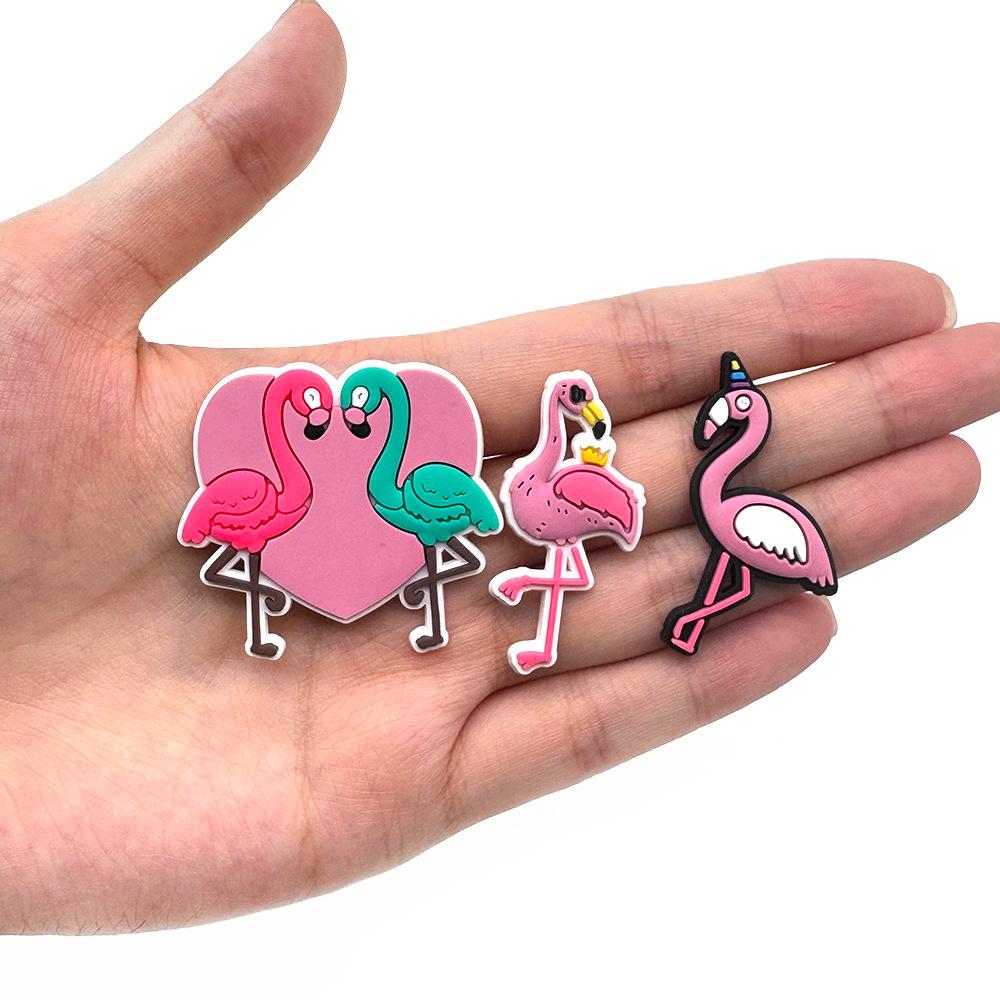 Flamingo Crocs Accessories: PVC Soft Rubber Flowers & Cartoon Shoe Buckles