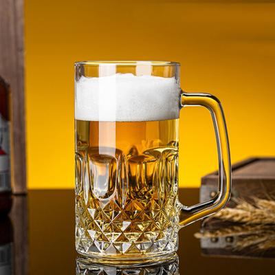 400ml/600ml Thick Bottomed Beer Glass Household Large Capacity Draft Beer Glass with Handle Drinkware Vintage Foreign Wine Glass