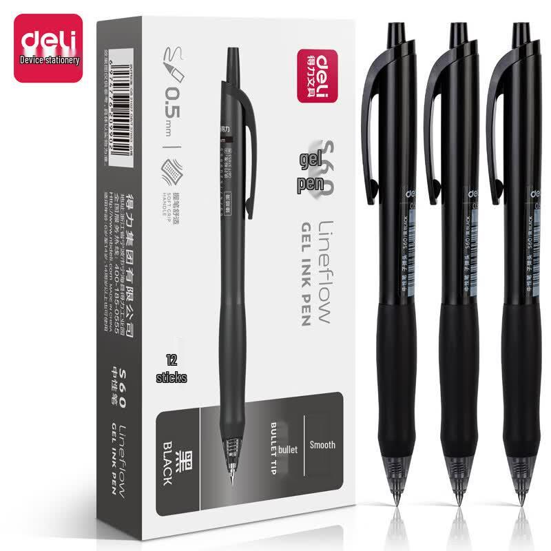 Deli 0.5mm Black Retractable Gel Pen Set