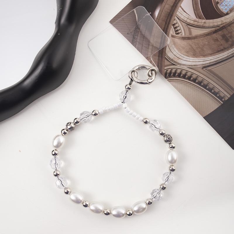 Durable Black & White Plaid Bow Wrist Strap with Buckle Chain for Phones