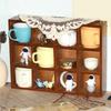 Decorative Wood Desktop Organizer Adjustable Shelves Wall Storage Rack  Office