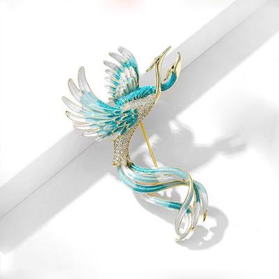 Beautiful Enamel Phoenix Brooch Pin Vintage  Corsage Suit Accessories Pin