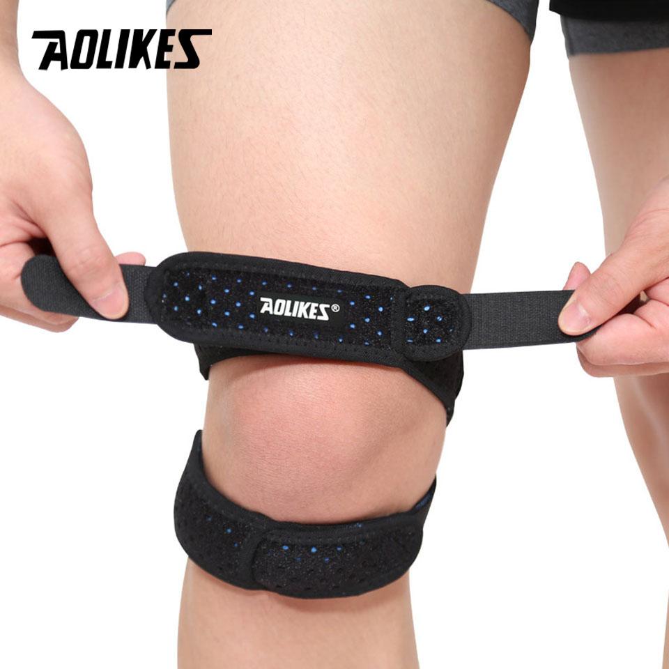 Aolikes Adjustable Patella Knee Strap Double Compression Pads Support For Running Basketball Football Cycling