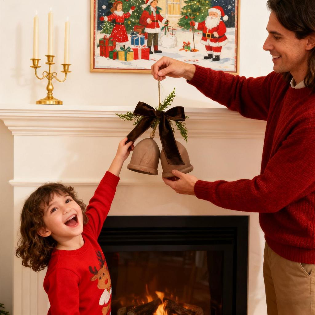Weihnachtsglocken Holz Sanfter Klang Dekoration Rustikale Weihnachtsglocken Für Familie Freunde Zuhause Feiertag Innen Außen Ast Wand