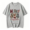 Cute Reindeer Leopard Print Unisex Christmas T Shirt Casual Cartoon Christmas Tree Graphic Short Sleeve Female Tshirt