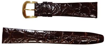DA62 17mm Men's Watch Band with Crocodile Sides, Dark Brown, Authentic