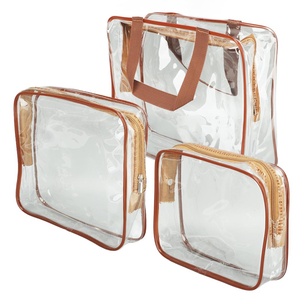 3 Pieces Clear Travel Bags Waterproof Portable Transparent Cosmetic Makeup Bags for Lunch Fitness