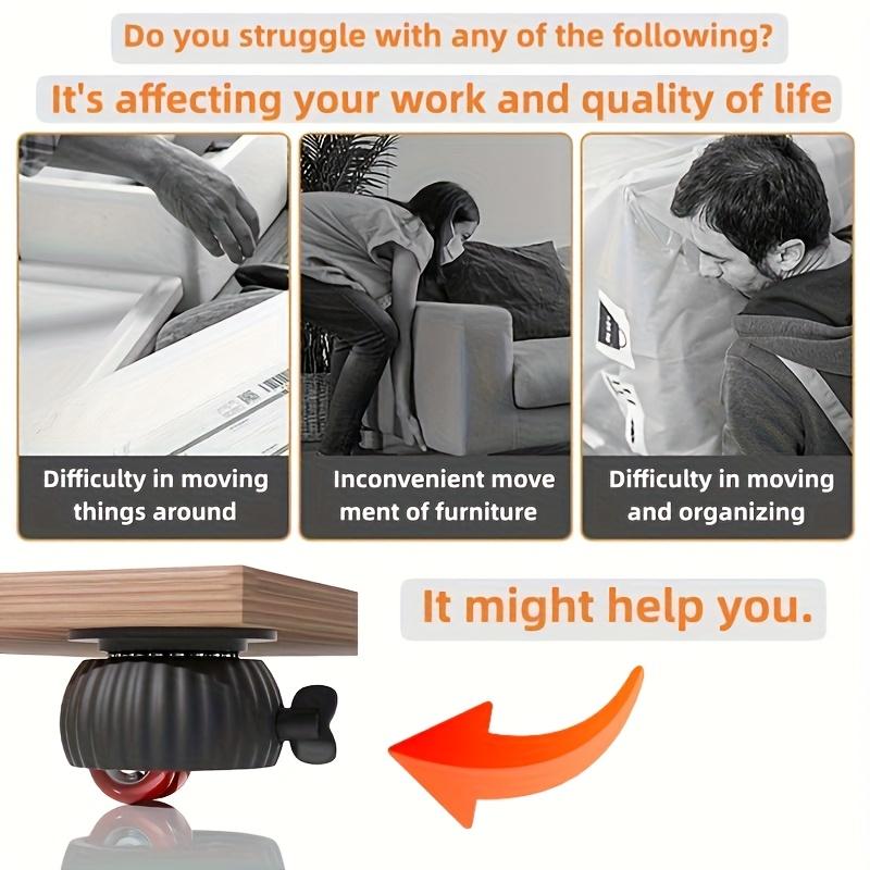 4pcs Set Combination, with Lockable Rotating Casters, Self-Adhesive Furniture Wheels, 360° Silent Rotation | Mirror Metal Load-Bearing Wheels