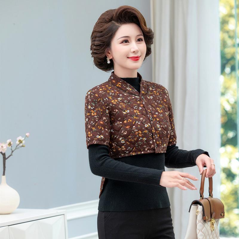 Women's Camel Hair Cotton Vest - Mid-Aged & Elderly, Warm, Thickened, Plus Velvet, Short-Sleeved, Waist & Shoulder Protection.