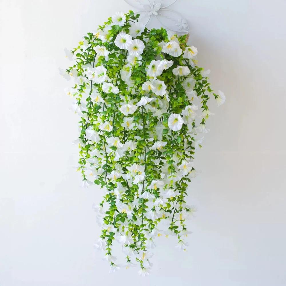 Artificial Morning Glory Hanging Vines – Realistic Outdoor Flowers for Garden Decor, Weddings, Offices,Multiple Combinations