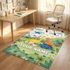 Dinosaur Theme Crystal Velvet Rug Personalized Custom Name Text Soft Floor Mat Home Decor