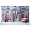 Mocsicka Christmas Backdrop Photography House Pink Bow Xmas Tree Snow Decorations Family Party Child Photo Backgrounds Wallpaper