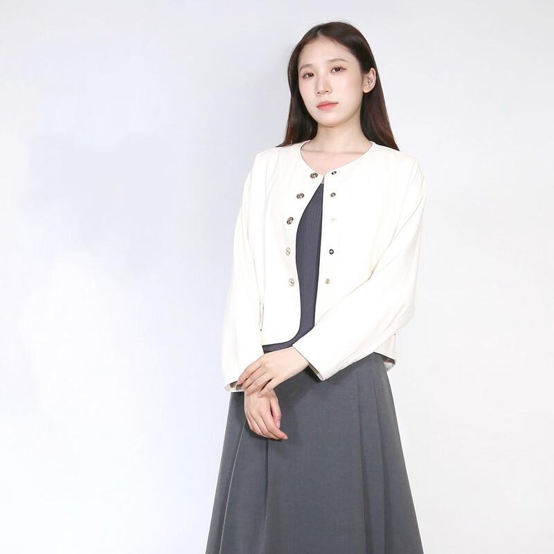 

Sweet Basil Women s Faux Leather Round Neck Jacket L