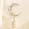 with Tassels Moon Star Hollow Mesh Wall Decor Handmade Wooden Handicraft Pendant  Home Decoration