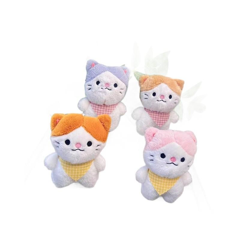 Animal Plush Charming Keychain Lovely Cartoon Cat Figurine Cozy Bag Pendant For Children