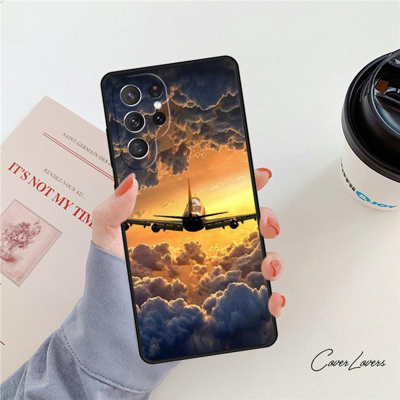 Aircraft Airplane Fly Travel phone case For Samsung Galaxy S24 S25 S23 S22 Ultra Note 10 20 Plus S20 S21 FE Cover
