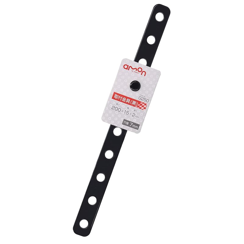 Amon Mounting Bracket, Black, 7mm Hole Diameter, 15 x 200mm, also suitable for motorcycle mounting brackets, G250.