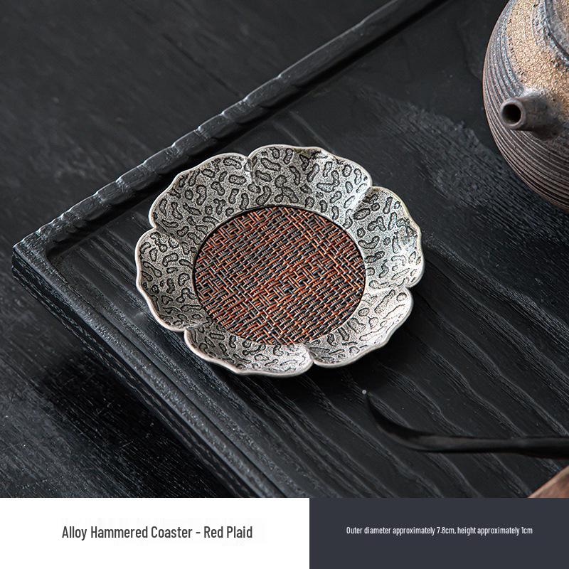Chinese-Style Alloy & Bamboo Woven Coaster: Retro Mat for Kung Fu Tea Sets, Light Luxury Feel